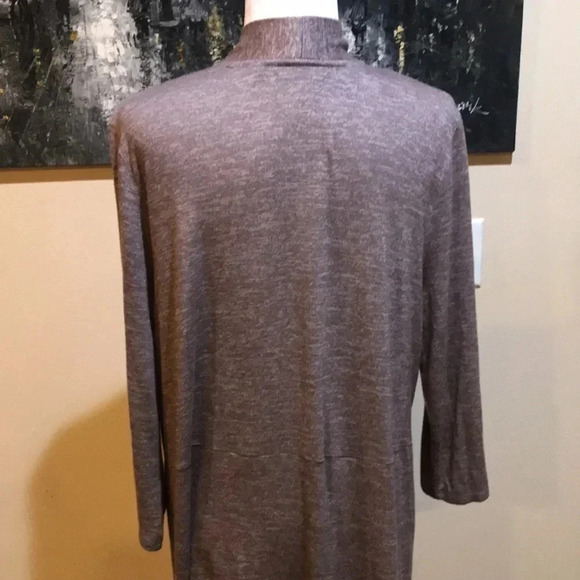 H by Halston Brown Open Front Split Back Faux Pocket Light Weight Cardigan-L - Picture 7 of 10